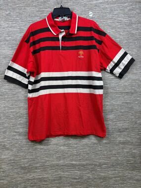 Aureus Polo Shirt Mens 2XL Red Stripe PGA West Cotton Golf Knit USA Casual